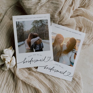 Modern Bridesmaid Proposal Card with Photo, Will You Be My Bridesmaid Card, Minimal Bridesmaid Photo Card, Printable Card, Personalised #3