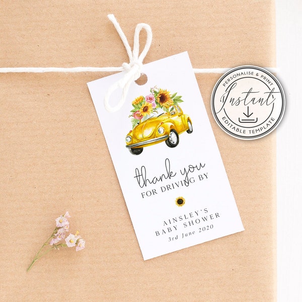 Drive by Baby Shower Thank You Tags Etsy