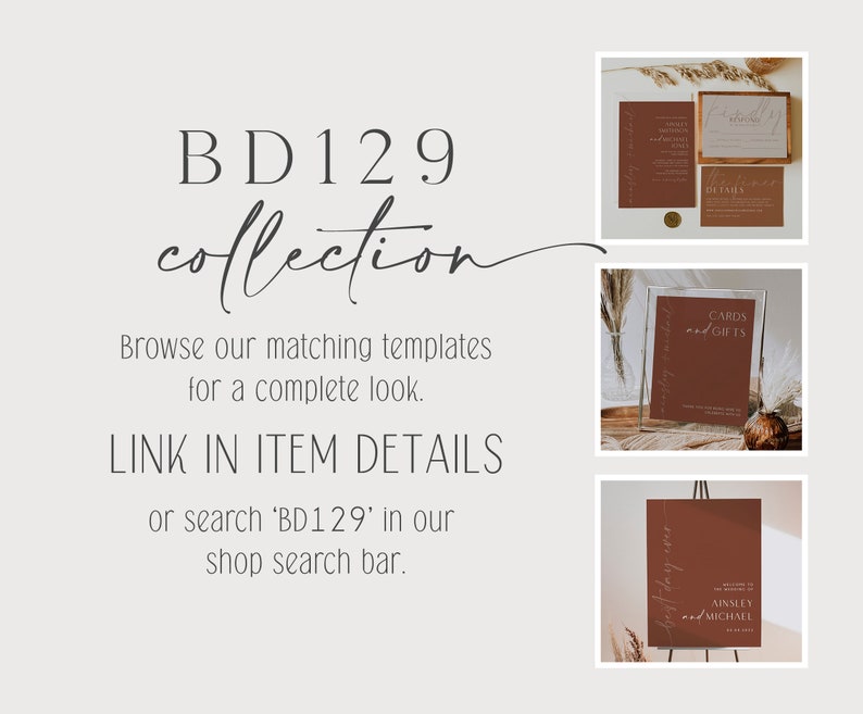 Terracotta Save the Date Editable Template, Burnt Orange Save Our Date Card, DIY Date Announcement, Instant Download, Printable Card, BD129 image 6