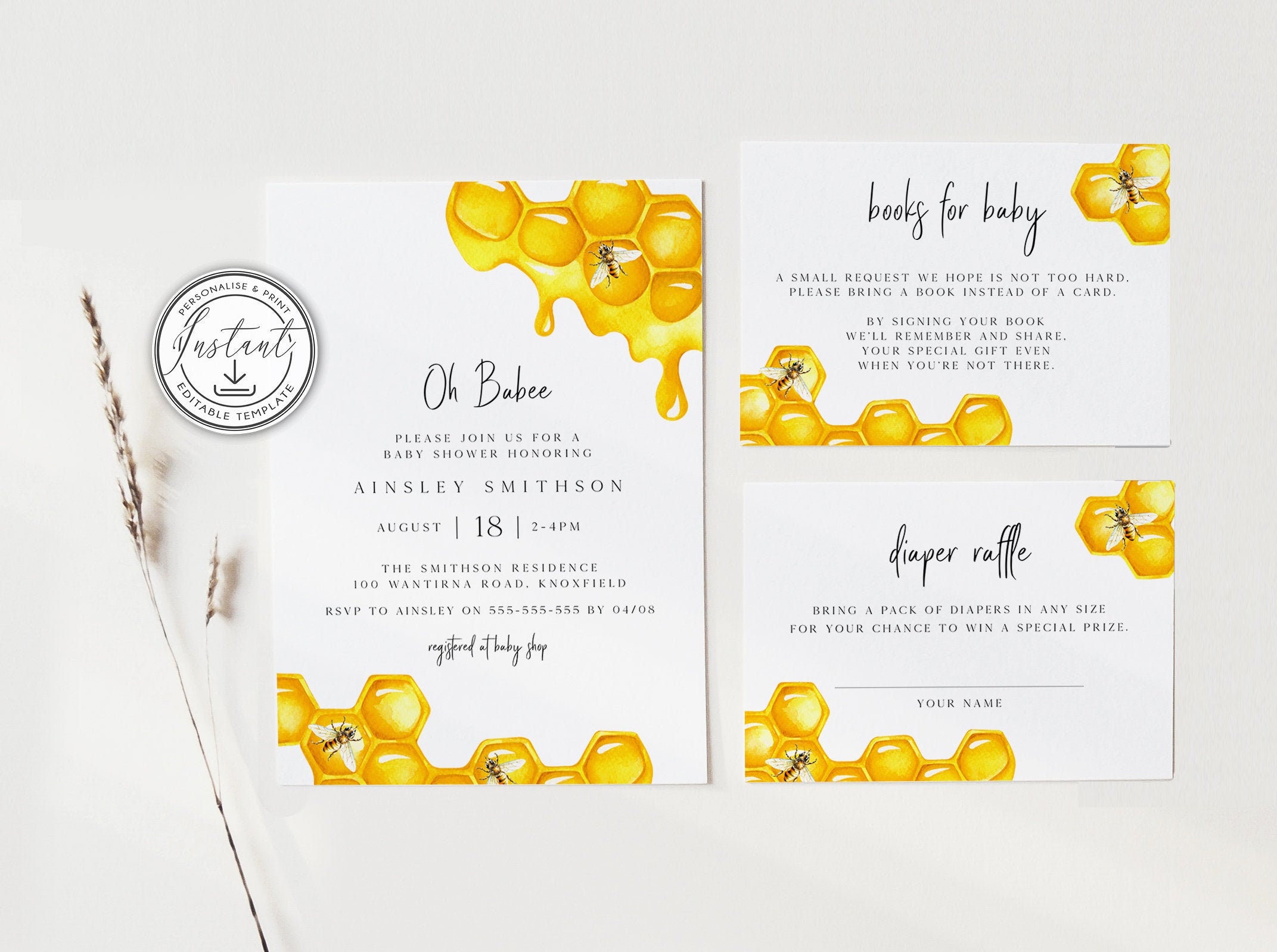 Oh Babee Baby Shower Editable Invitation Template Instant - Etsy