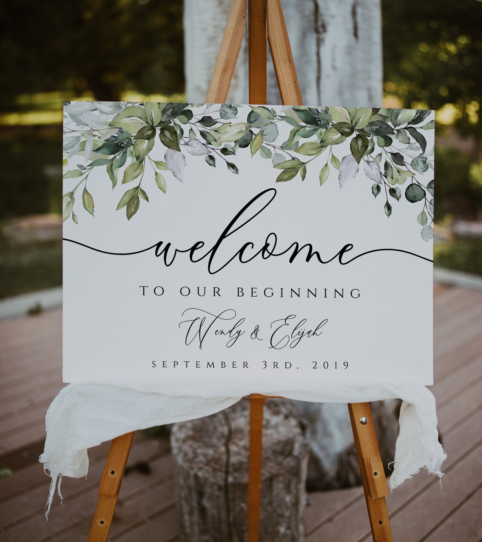 Greenery Welcome Wedding DIY Template Greenery Wedding Welcome Sign 