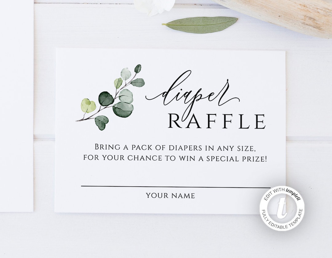 Diaper Raffle Card Insert, Editable Template, Baby Shower Card Insert ...