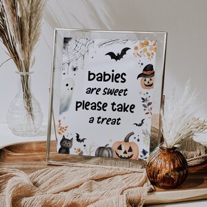 Halloween Favors Sign Template, Halloween Babies are Sweet Sign, Spooky Baby Shower Signage, Boo Baby Shower Decor, Printable Sign, BD193