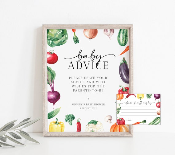 Locally Grown Baby Advice Sign Template, Farmers Market Baby Shower Sign, Picnic Baby Shower Sign, Instant Download, Printable, BD131