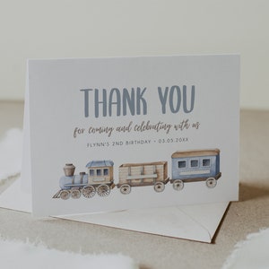 Train Thank You Card Template, Chugga Two Two Birthday Party Thank You Card, Train Birthday Favors Card, Boys Birthday Printable, BD170