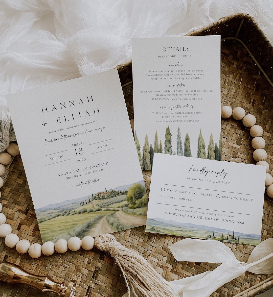 Tuscany Wedding Invitation Template, Italy Wedding Editable Invite ...