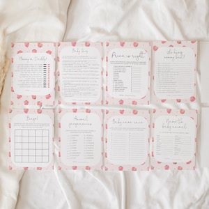 Strawberry Baby Shower Games Bundle, Berry Sweet Baby Shower Game Templates, Printable Baby Shower Games, Strawberry Baby Shower, BD171