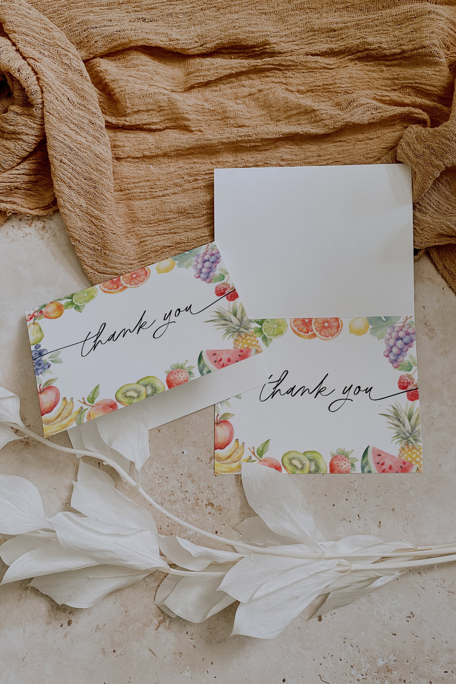 Fruity Thank You Card Template, Fruit Themed Birthday Thank You Card ...