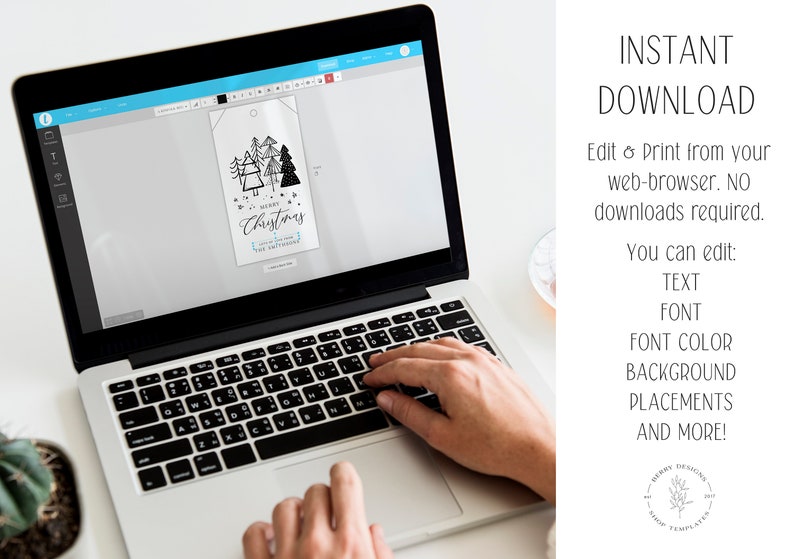 Minimalist Christmas Gift Tags, Editable Christmas Favor Tags Template, Holiday Favor Tags, Instant Download, Printable Merry Christmas Tag image 5