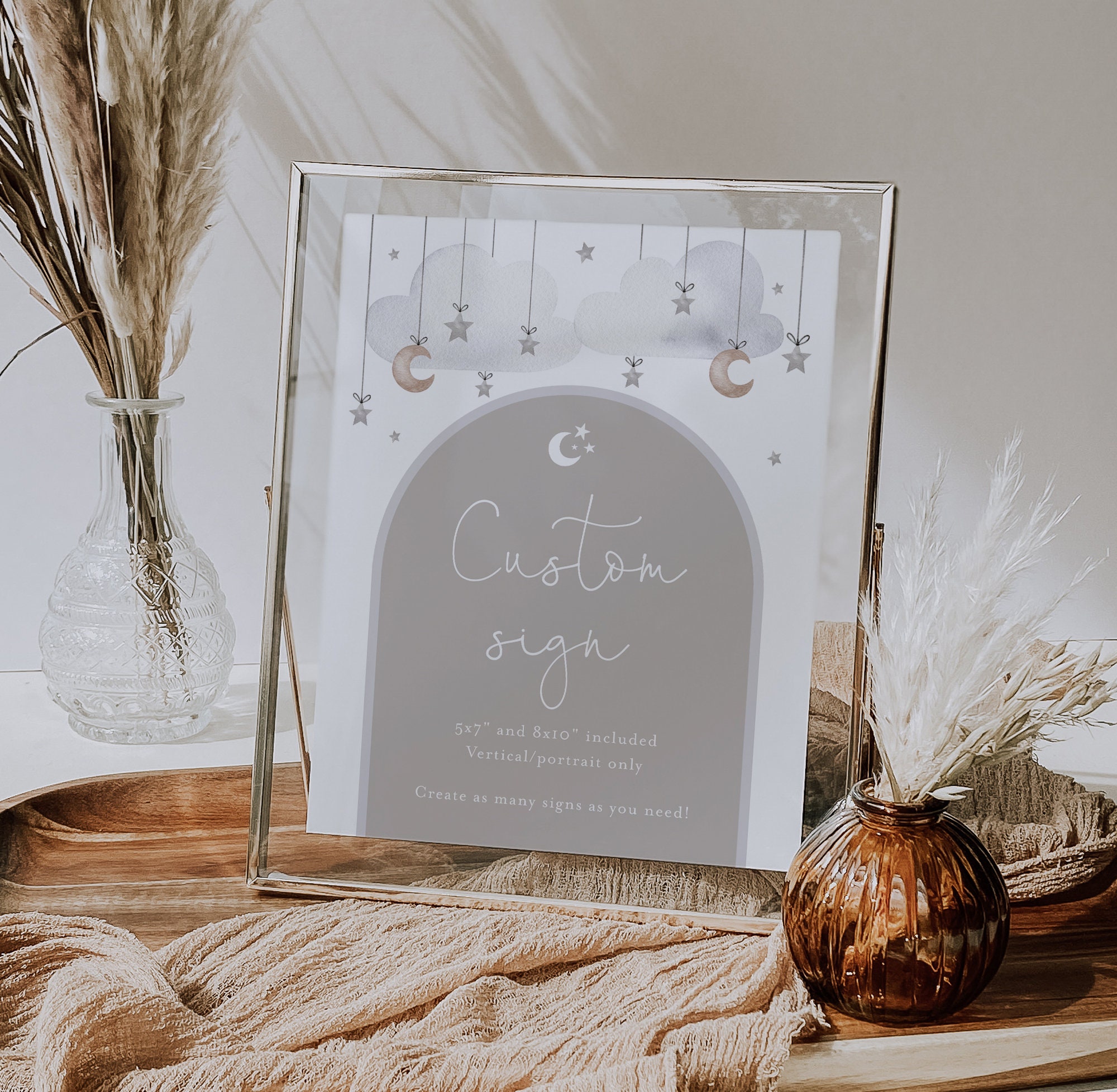 Moon & Stars Editable Custom Sign Template, Twinkle Twinkle Little Star ...