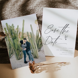 Minimalist Save The Date Template, Photo Save The Date, Editable Save The Date Template, Instant Download, Printable Save Our Date, BD115