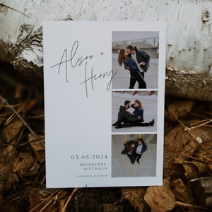 Minimal Photo Save The Date, Modern Save Our Date Editable Template, DIY Date Announcement, Printable Save The Date, Photo Strip, Collage