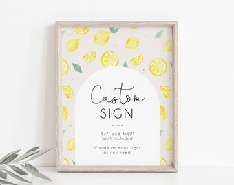 Lemon Custom Sign Template, Editable Sign Template, Citrus Bridal Shower, She Found her Main Squeeze Bridal Decor, Printable Sign, BD174