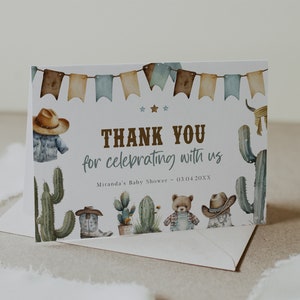Cowboy Thank You Printable Card, Western Themed Birthday &amp; Baby Shower ...