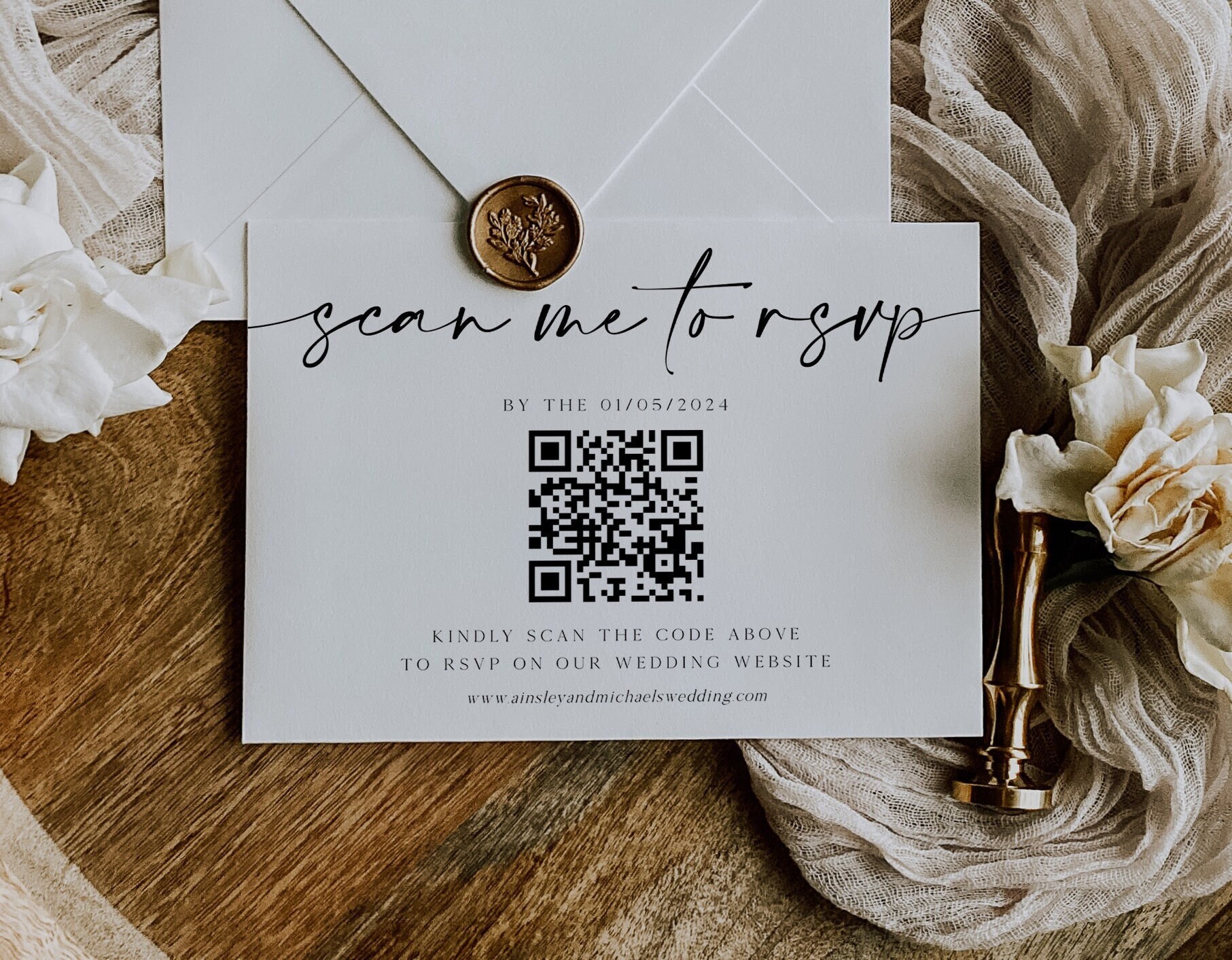 Wedding RSVP QR Code Card Online Reply Card Template Modern Etsy UK