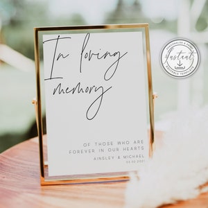 Minimalist In Loving Memory Wedding Sign, Modern Wedding Signage, Instant Download, Printable Sign, Editable Template, Minimal - BD108