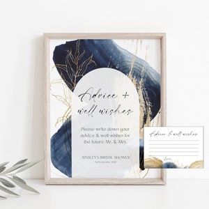 Cartello per addio al nubilato "Blu e Oro", per addio al nubilato in spiaggia moderno, modificabile, download immediato, acquerello blu navy, stampabile BD137
