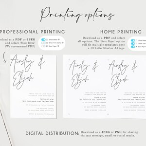 Minimalist Wedding Bundle, Modern Wedding Template Bundle, DIY Wedding Download, Simple Black & White, Printable Invitation Bundle, BD108 imagen 9