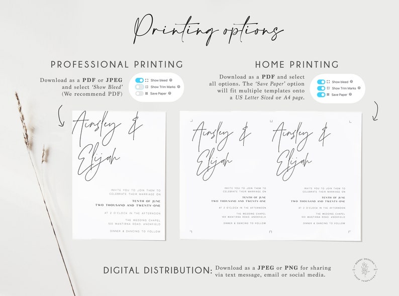 Minimalist Wedding Bundle, Modern Wedding Template Bundle, DIY Wedding Download, Simple Black & White, Printable Invitation Bundle, BD108 image 9