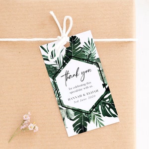 Tropical Wedding Thank You Tag Template, Beach Wedding Favors Tags ...