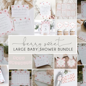 Strawberry Baby Shower Invitation Suite, Berry Sweet Baby on the Way Invitation Large Bundle, Berry Sweet Invite, Printable Invite, BD171