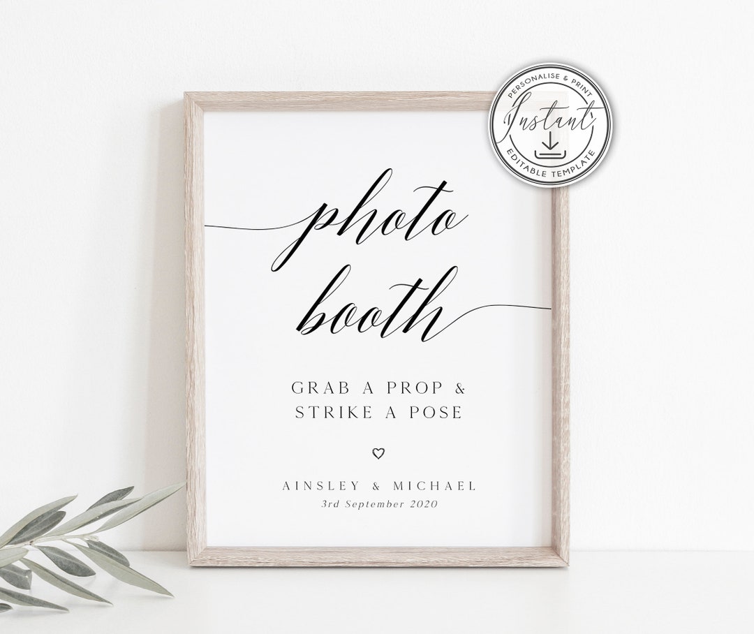 Rustic Photo Booth Wedding Sign Template, Editable Sign, Wedding ...
