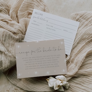 Bee Recipe for the Bride-to-be Card Insert Template, Bee Bridal Shower Recipe Card Template, Honey Wedding Shower Recipe, Printable, BD178