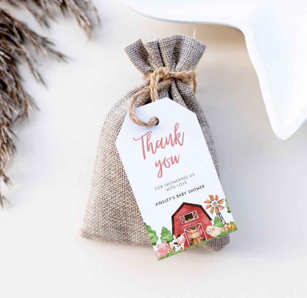 Farm Baby Shower Thank You Gift Tag, Farm Baby Shower Editable Favors ...