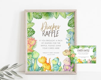 Dinosaur Diaper Raffle Baby Shower Editable Sign template, Dinosaur Baby Shower, Boy Baby Shower, Instant Download, Printable Sign, BD101