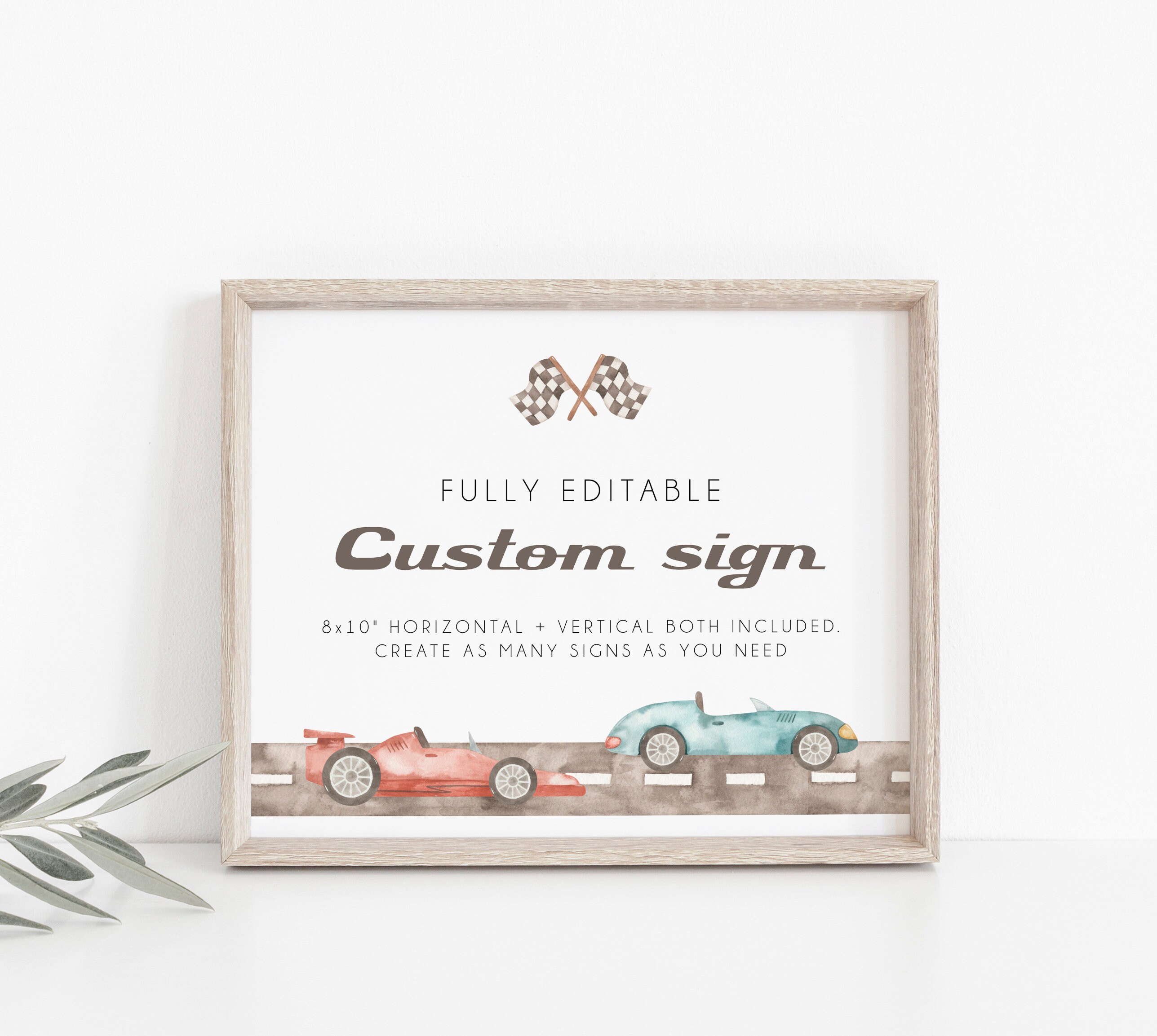 Race Car Custom Sign Template, Race Car Birthday Party Sign, Editable ...
