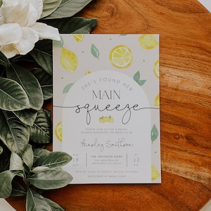 She Found Her Main Squeeze Invitation, Lemon Bridal Shower Invitation, Citrus Bridal Shower Invite, Printable Invite, Shower Evite, BD174