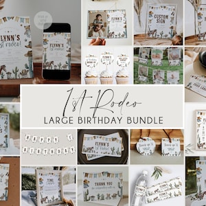 First Rodeo Birthday Invitation Bundle, Country Western Boy 1st Birthday Invite Suite, Rodeo Invitation, Printable Invitation, Evite, BD185