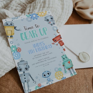 Robot Birthday Invitation Template, Robots Themed Birthday Party, Robot Invitation, Boys Birthday Invite, Printable Invitation, BD154