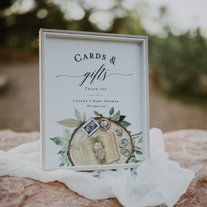 Modèle d'enseigne pour livres de contes et cadeaux, signalétique de baby shower sur le thème du livre de chapitres, décoration de douche neutre en matière de genre, livre d'enseignes imprimable sur le thème BD155