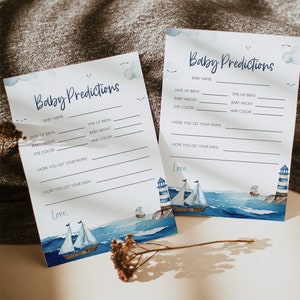 Nautical Baby Predictions Card Template, Ahoy It's a Boy Baby Shower ...