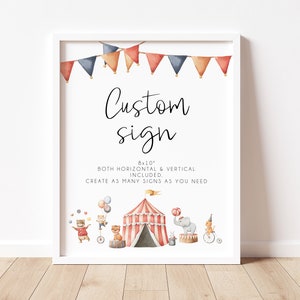 Circus Custom Sign Template, Circus Birthday Party Editable Sign, Carnival Themed Birthday Sign Decor, Create Your own Sign, Printable BD176
