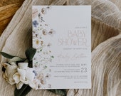 Wildflower Baby Shower Editable Invitation Template, Bohemian Baby Shower Invite, Floral Spring Baby Shower, Garden Flowers, Printable BD151