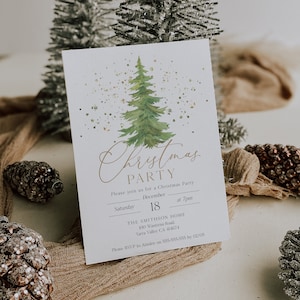 Faire-part de fête de Noël, faire-part de sapin de Noël, invitation à dîner de Noël, téléchargement immédiat, invitation de Noël imprimable #6