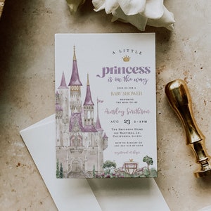 Princess Baby Shower Invitation Template, Little Princess Baby Shower Invite, Pink & Purple Baby Shower, Girl Baby Shower, Printable, BD163