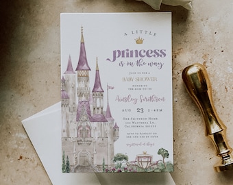 Princess Baby Shower Invitation Template, Little Princess Baby Shower Invite, Pink & Purple Baby Shower, Girl Baby Shower, Printable, BD163