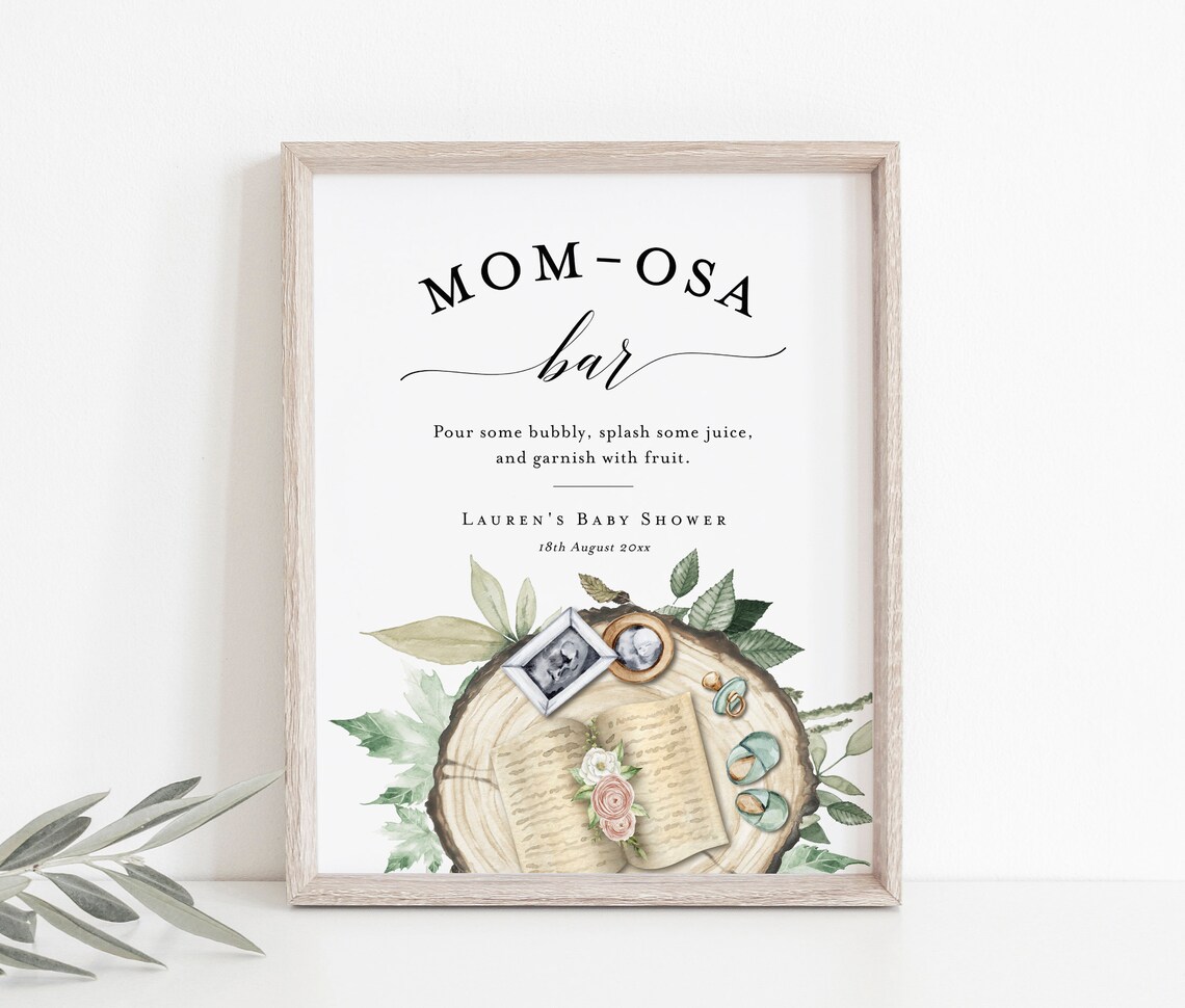 Storybook Mom-osa Bar Sign Template Chapter Book Themed Baby | Etsy
