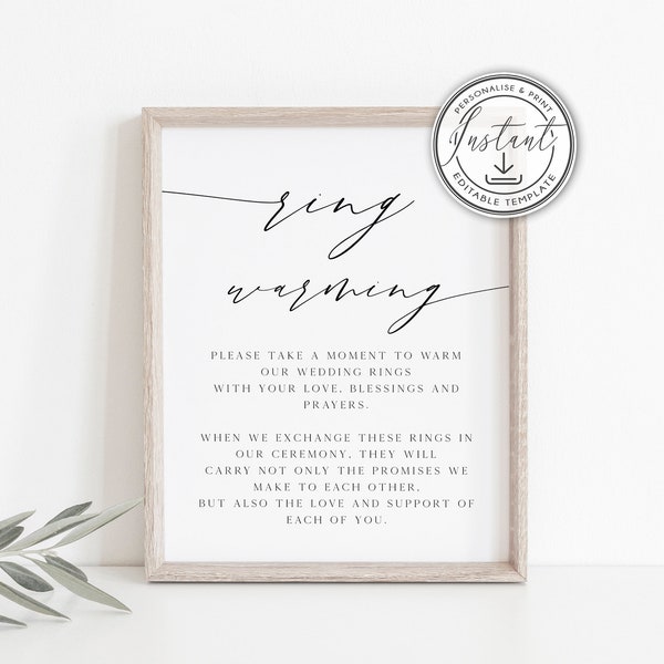 Rustic Wedding Ring Warming Editable Sign Template, Instant Download, Rustic Wedding Sign, Printable Sign, Wedding Decor, Templett, BD50