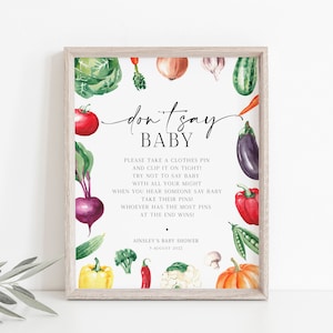 Lokal gewachsenes Baby nicht sagen Babyzeichen Vorlage, Bauernmarkt-Babypartyschild, Picknick-Babyparty, sofortiger Download, druckbar, BD131