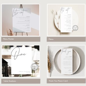 Minimalist Wedding Bundle, Modern Wedding Template Bundle, DIY Wedding Download, Simple Black & White, Printable Invitation Bundle, BD108 image 3