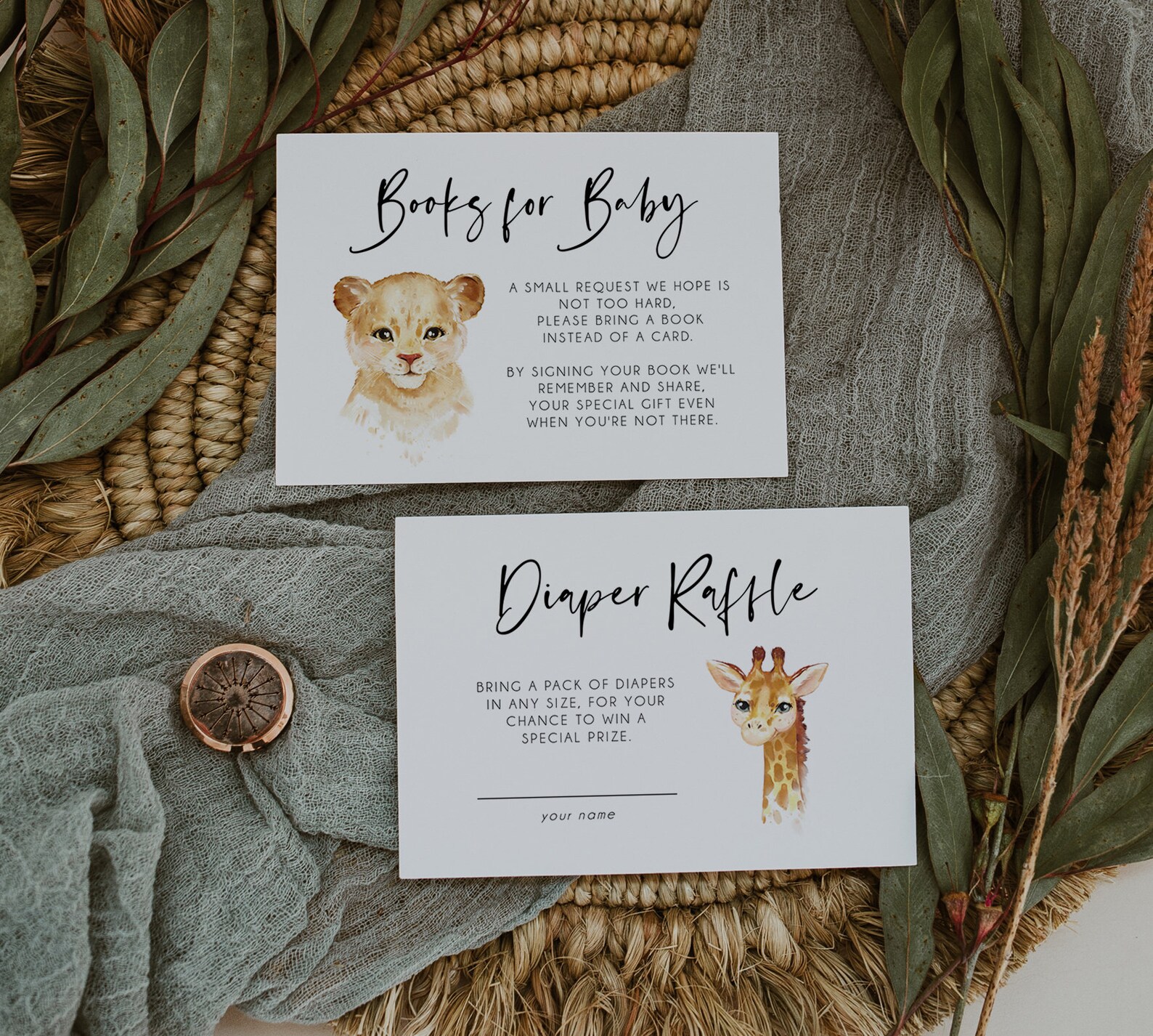 Safari Books for Baby &amp; Diaper Raffle Card Inserts Jungle - Etsy