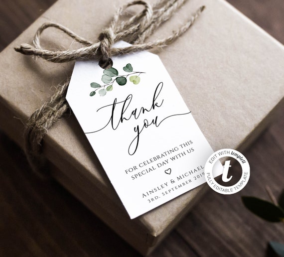 Editable ThanK You tags Rustic Favor Tags Gift Tag Adult Birthday Wedd -  Design My Party Studio