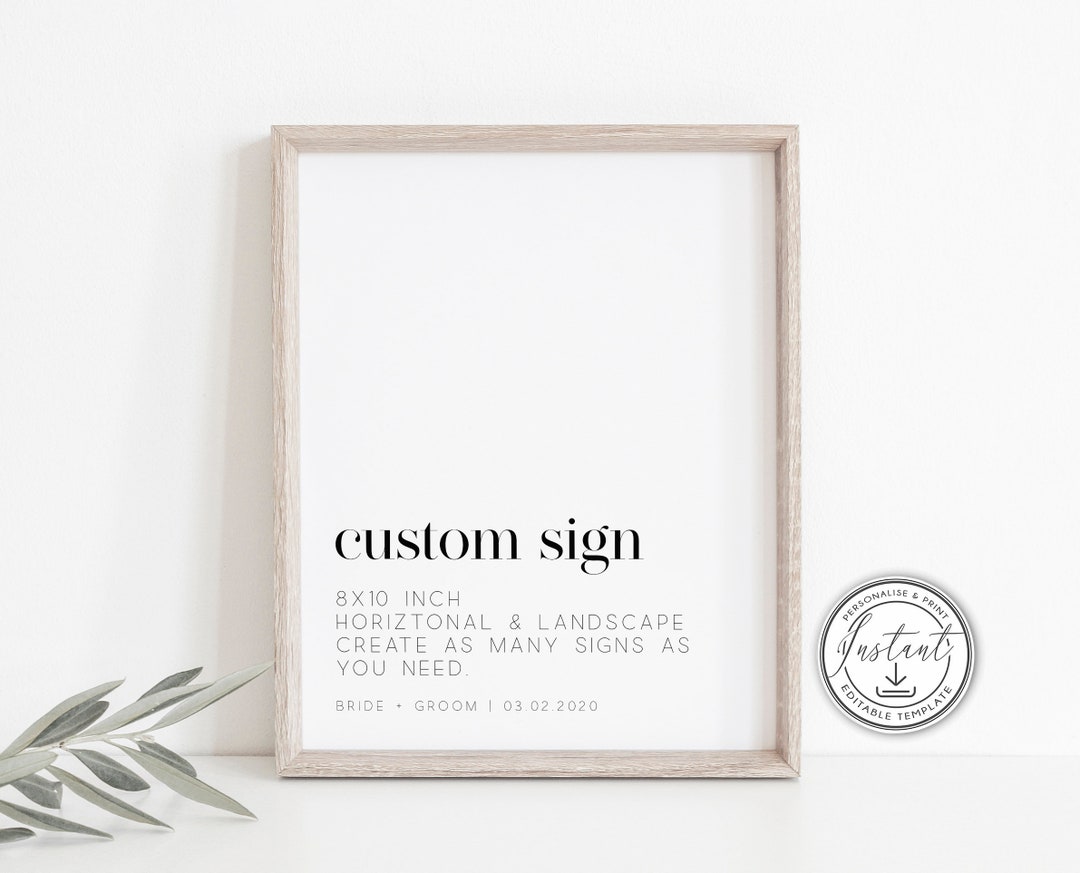 Minimalist Custom Sign Editable Template, Personalised Sign, Modern ...