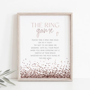 Rose Gold The Ring Game Sign Template, Don&#39;t Say Bride, Blush Bridal Shower, Instant Download, Printable Sign, Rose Gold Bridal, BD141