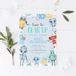 Robot Birthday Invitation Template, Robots Themed Birthday Party, Robot ...