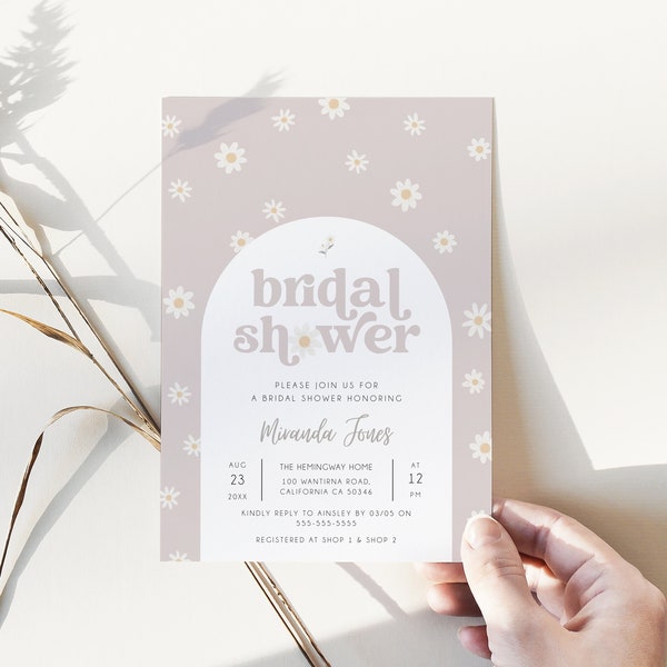 Daisy Bridal Shower Invitation Template, Daisy Flower Editable Invitation, Daisy Arch Wedding Shower Invite, Printable Invite, Evite, BD173